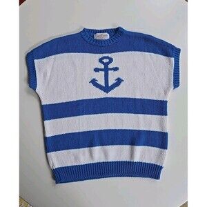 Vintage Jantzen Short Sleeve Striped Knit Top Preppy Old Money Coastal Size M